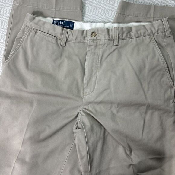 Polo Ralph Lauren Preston‎ Men's 34x32 Gray Flat Classic Fit Chino Pants Khaki - Picture 1 of 12